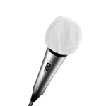 HygenX disposable sanitary microphone cover on a microphone, ideal for education and performance hygiene.